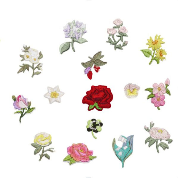 Miniblomster Strykelapper Broderte lapper
