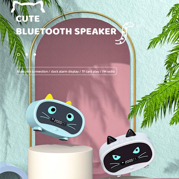 Trådlös Bluetooth -högtalare Smart Alarm Clock Audio ROSA Pink