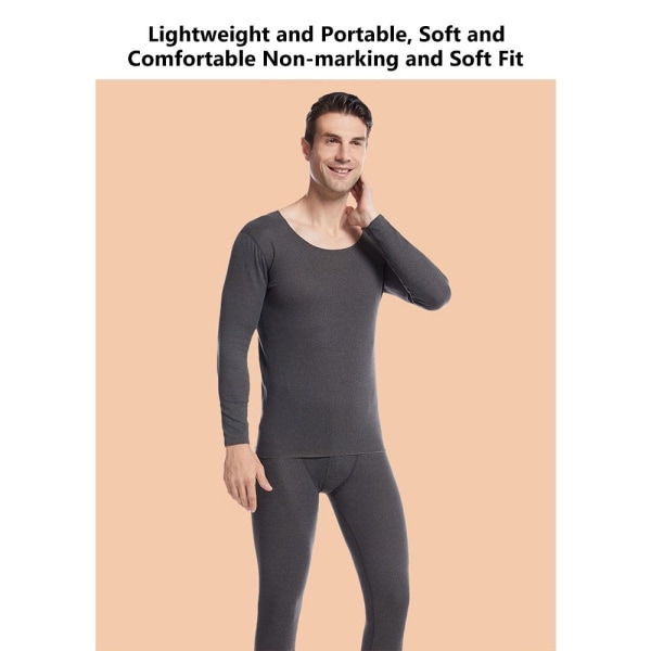 Helt sett med termisk undertøy for menn Long Johns Topp og bunn MØRK Dark Gray XL