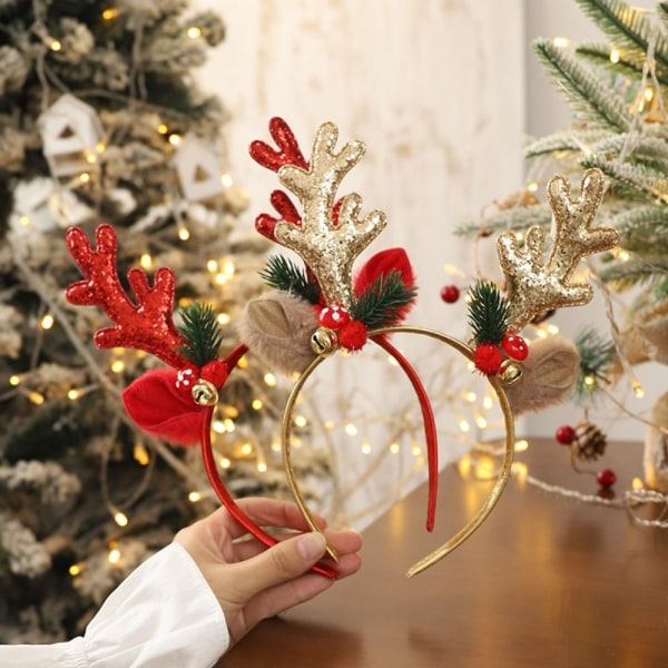 2 stk Julepandebånd Xmas Hovedbeklædning RØD TYPE B TYPE B Red Type B-Type B