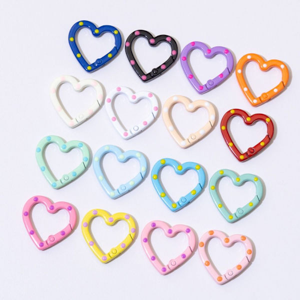 5 st Spring Heart Ring Spännen Karbinhake 4 4 4