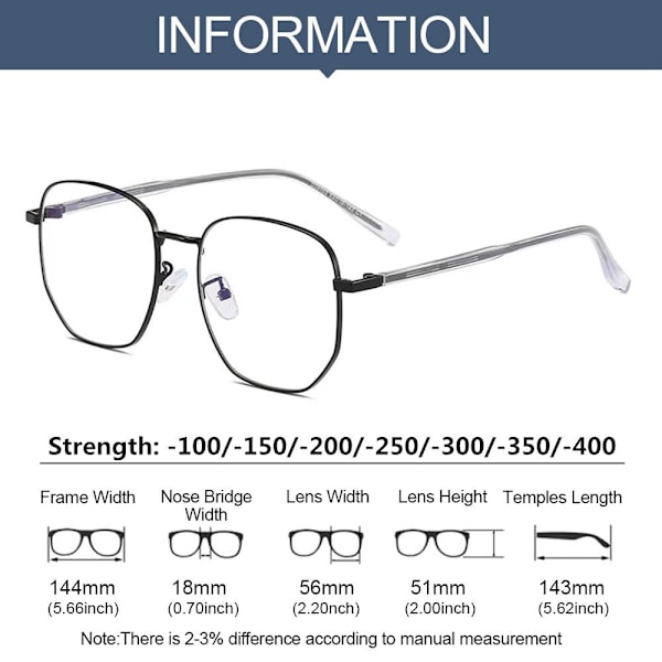 Myopia Glasses Silmälasit BLACK STRENGTH 100 Black Strength 100
