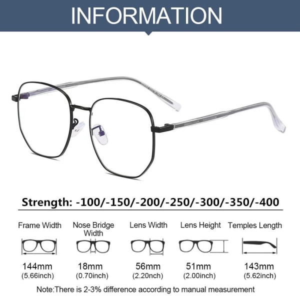 Myopia Glasses Silmälasit BLACK STRENGTH 200 Black Strength 200