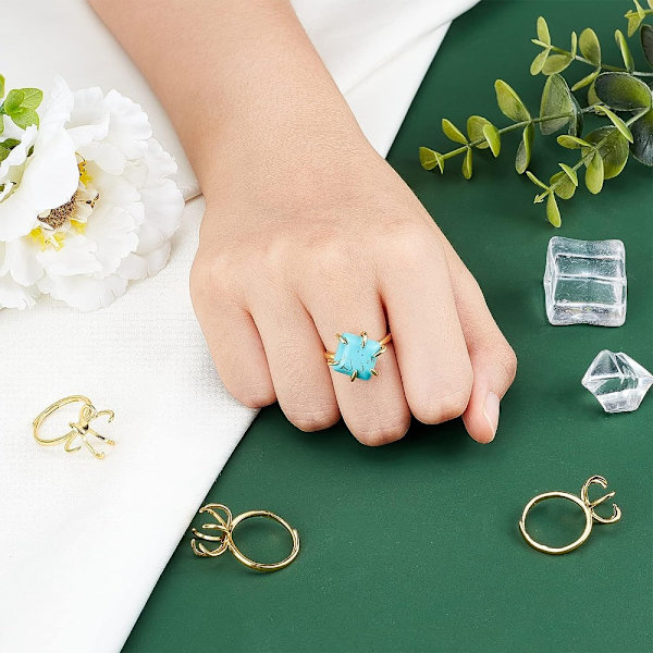 4 stk Claw Ring Blank Justerbar Messing Ring Baser Finger Ring