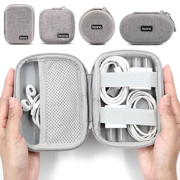 Digital oppbevaringsveske USB-kabelvesker GRÅ STYLE 3 STYLE 3 grey Style 3-Style 3