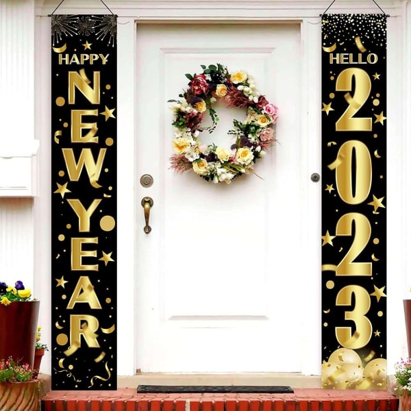 2023 Hyvää uutta vuotta Couplet Decor taustalla riippuva lippu 1 1