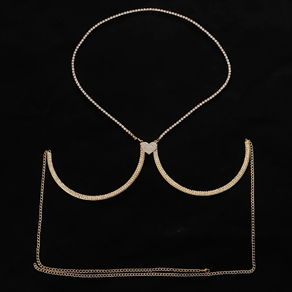 Krystall brystbrakett Kjede Body Chain GULL gold