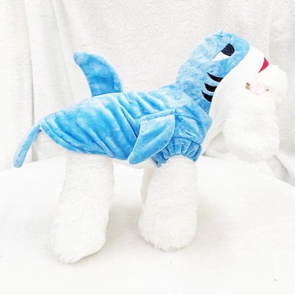 Stereoskopisk haj hundetøj hvalpe efterår/vinter kæledyr kostumer blue M
