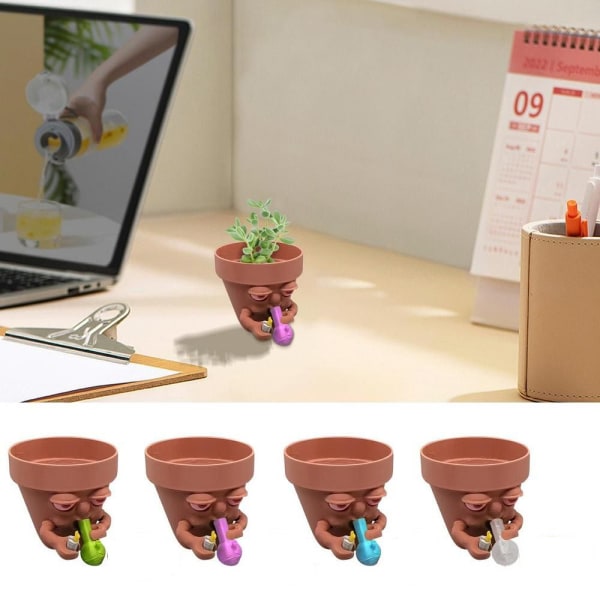 Smoking Planter Sarjakuva Smoking Man Planter WHITE M white M