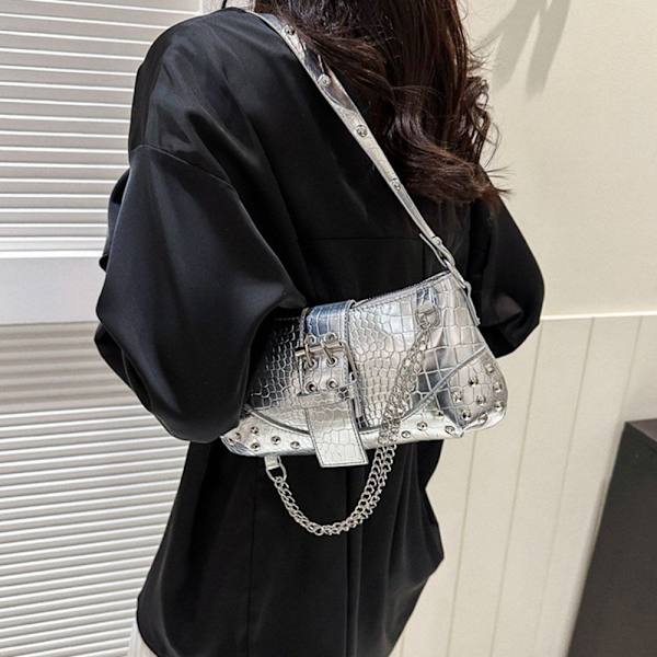 Skuldertaske Gothic Dametaske SØLV silver