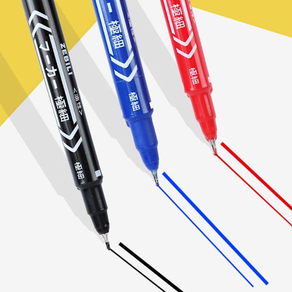 10 Stk Dobbelt Tip Pen Oily Pen SORT Black