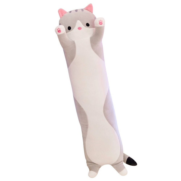 Lang Kattepute Sovende Puter GRÅ 90CM Grey 90cm