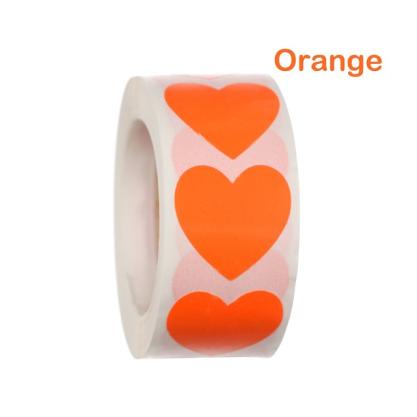 500 st Love Heart Shaped Seal Etiketter Klistermärke ORANGE orange