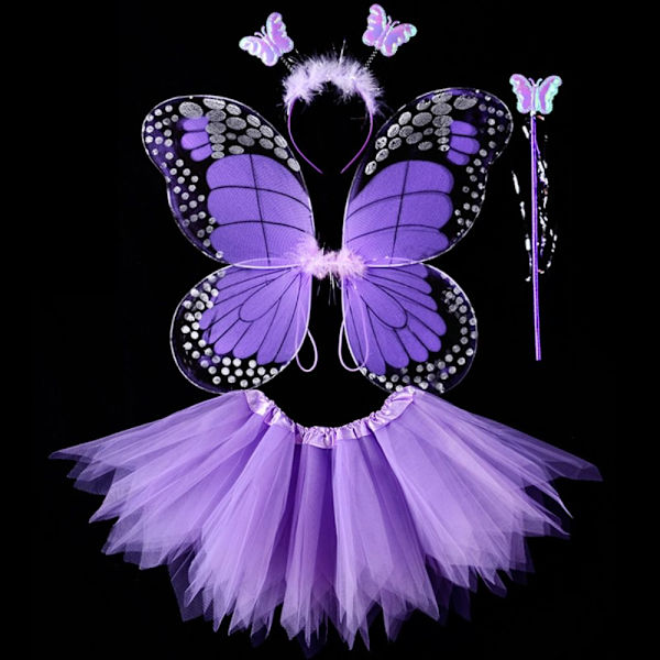 Lasten pukurekvisiitta Butterfly Wings setit PURPLE 4 KPL/ SET 4 Purple 4 pcs/set-4 pcs/set