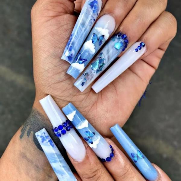 Fake Nails Long French 1 1 1
