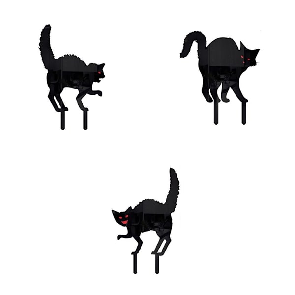 1 kpl / 3 kpl Black Cat Silhouette Stakes Halloween Scare Stakes 3Pcs