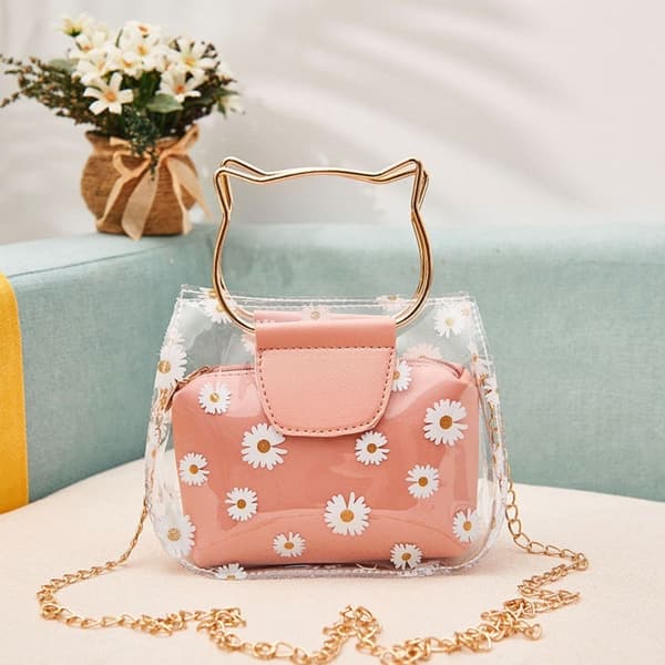 Cat Shape Håndtasker Transparent PVC Skuldertaske PINK pink
