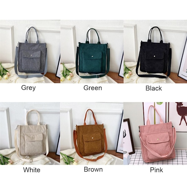 Corduroy Skuldertaske Tote Håndtasker GRØN green
