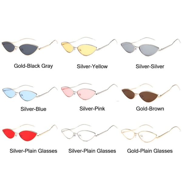 Cat Eye Metal Solbriller Designer Solbriller SILVER-PLAIN Silver-Plain Glasses