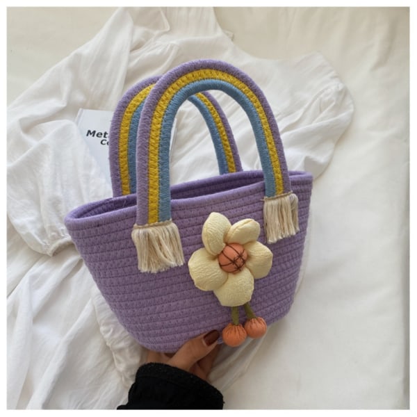 Rainbow Woven Bag Student Handbag LILLA purple