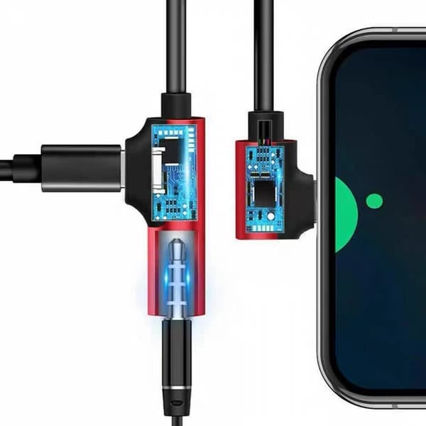 USB C DAC Adapter Hörlursadapter RÖD Red