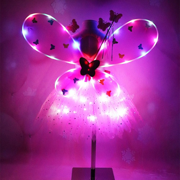 Glowing Wings Butterfly Wings -setit PUNAINEN red