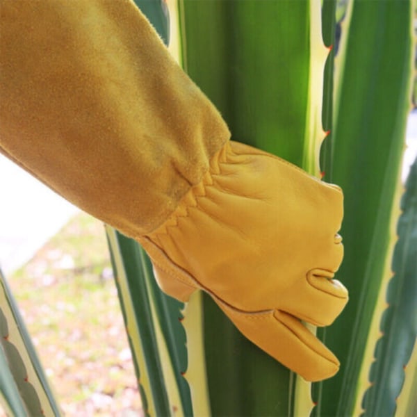 Pustende hanske i lær GUL L Yellow L