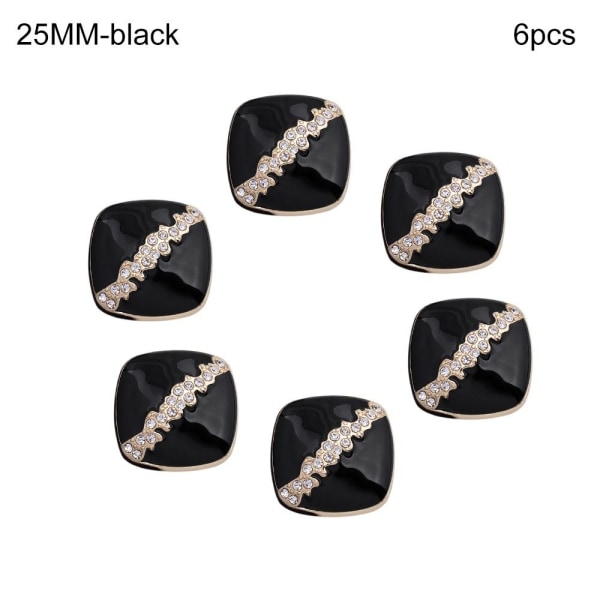 Rhinestone Buttons Skjorte Buttons SORT 25MM6STK 6STK black 25MM6pcs-6pcs