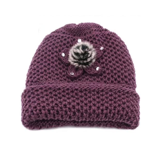 Vinterstrikkelue Middelaldrende lue LILLA purple