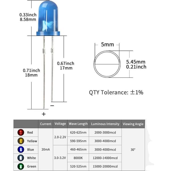 500 stk. LED-lys LED-lampeperler, lysemitterende diode