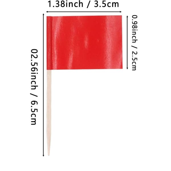 200 st Cupcake Röd rektangulär flagga Logotyp Buffédekoration 100 pcs