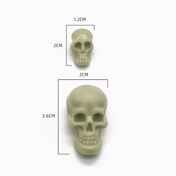 50 STK Halloween Mini Skull Skeleton Heads SORT 2CM 2CM black 2cm-2cm