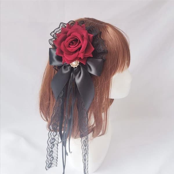 Spetsrosa Hårnål Bowknot Hårklämma VIT white