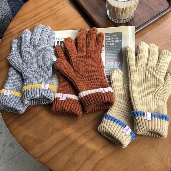 Strikkede uldne handsker Ridning Split Finger Handsker MØRKEBLÅ Dark Blue