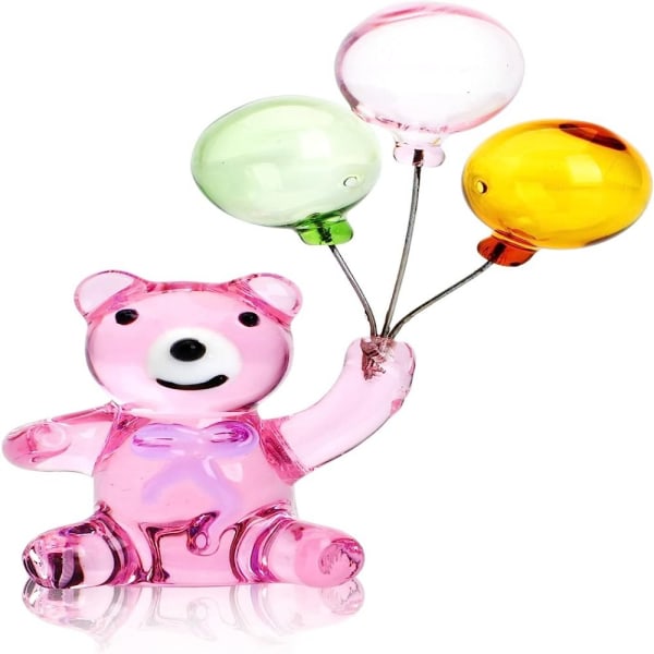 2 kpl Glass Bear Figurine Crystal Bear Ilmapallot Ornamentti PINK pink