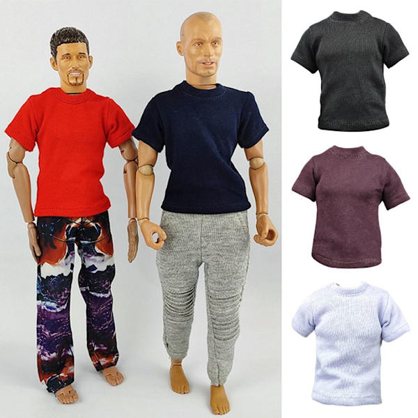1/6 Miniatyyrivaatteet Soldier Casual T-paita TUMMAN PUNAINEN Dark Red