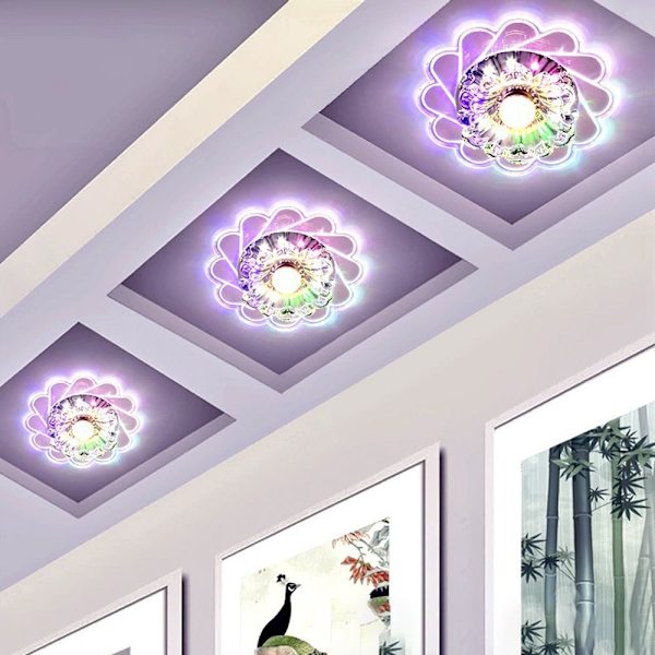 LED-krystall-taklys Lysekronelampe FARGERIKT LYS Colorful Light