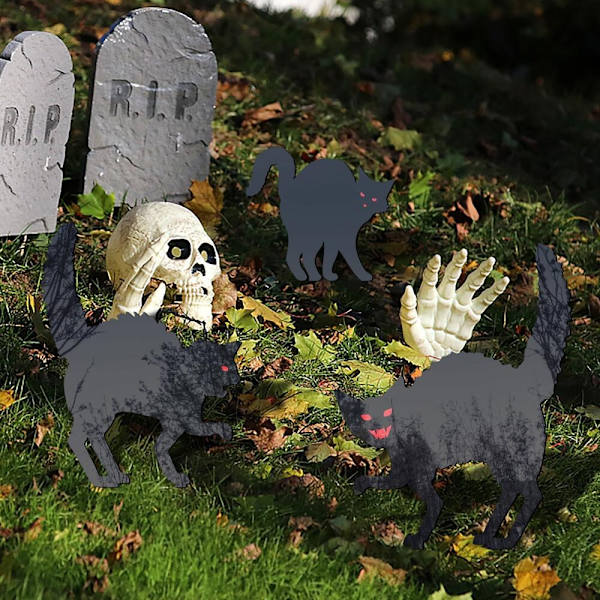 1 kpl / 3 kpl Black Cat Silhouette Stakes Halloween Scare Stakes C 1Pcs