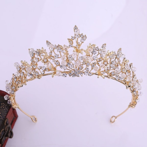Crystal Crown tekojalokivi Tiara GOLD gold