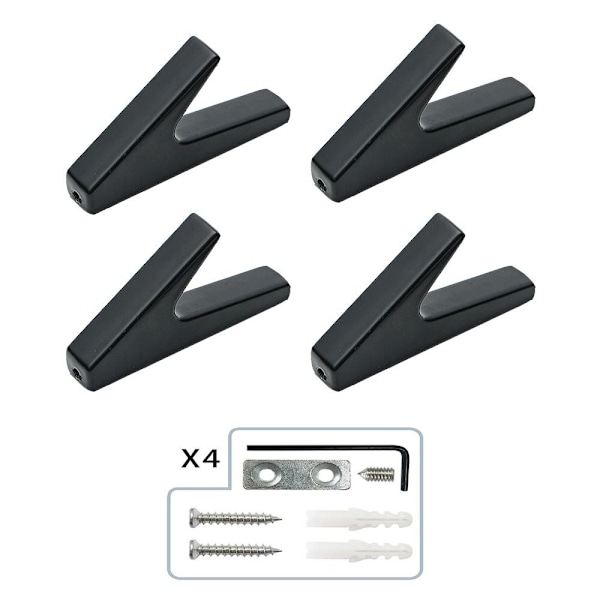 4 Pakke Knage Håndklædekroge SORT SORT Black