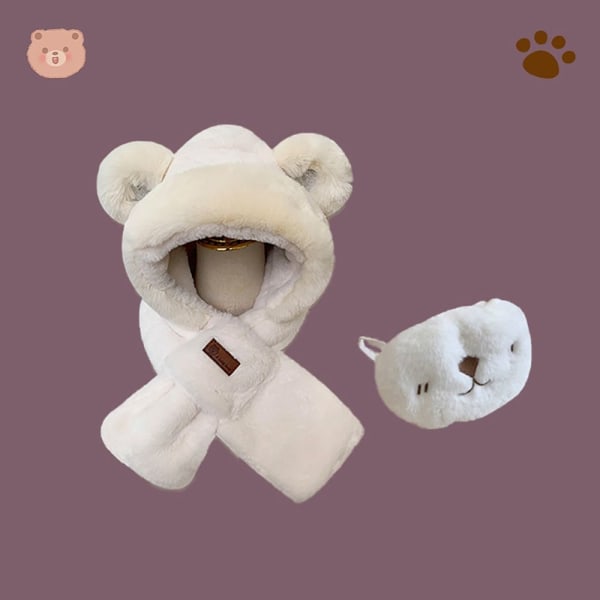 Mössa Scarf Set Öronskydd Mössa VIT WHITE