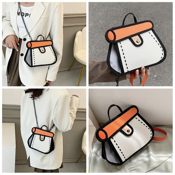 Kawaii Comic Handväskor Flickor Sommar Japanskt mode 2D Crossbody-väskor Pink