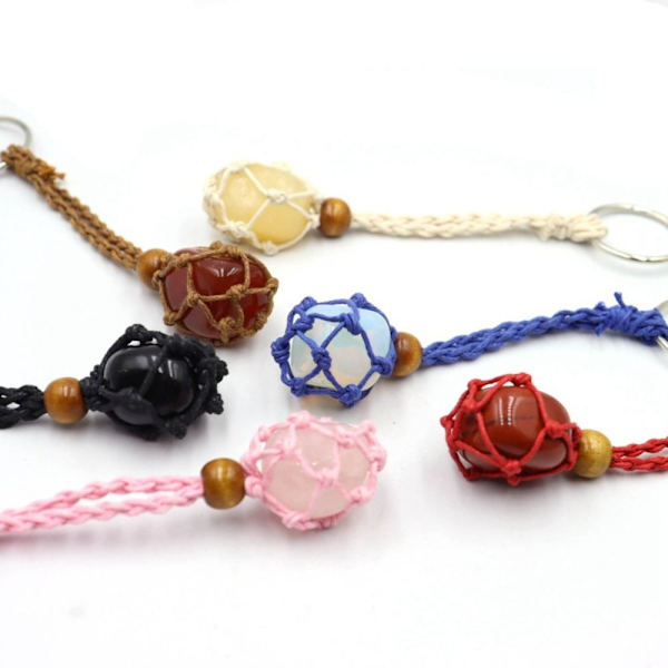 Tom Stenholder Nøglering Krystal Healing Stone Net Nøglering Red