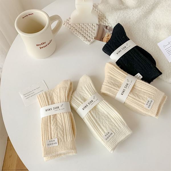 Termiske lange strømper Cashmere uldstrømper SORT black