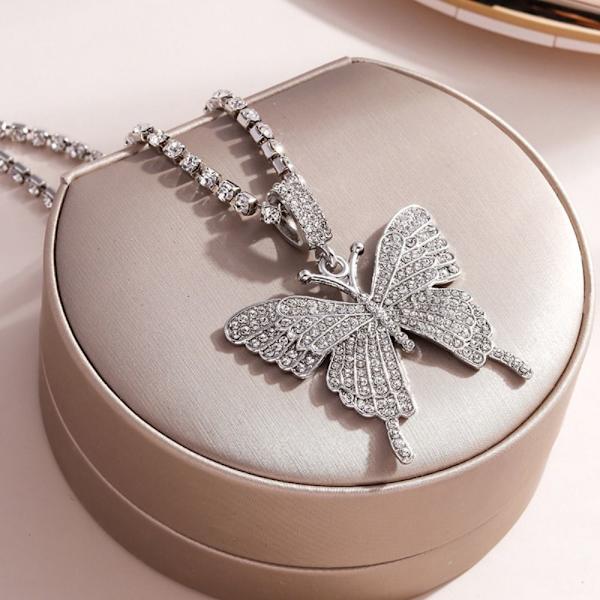 Fjärilshänge Halsband Nyckelbenskedja SILVER silver