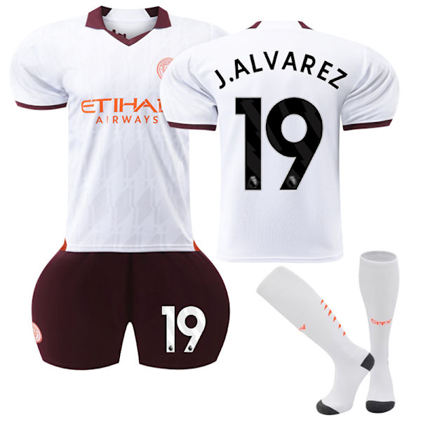 23-24 Manchester City Borte Fotballdrakt Barn Nr. 19 Álvarez 18
