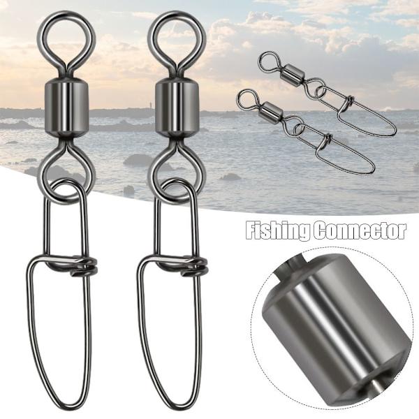 50 stk Fishing Snap Connector med Pin Rolling Swivel 3 3 3