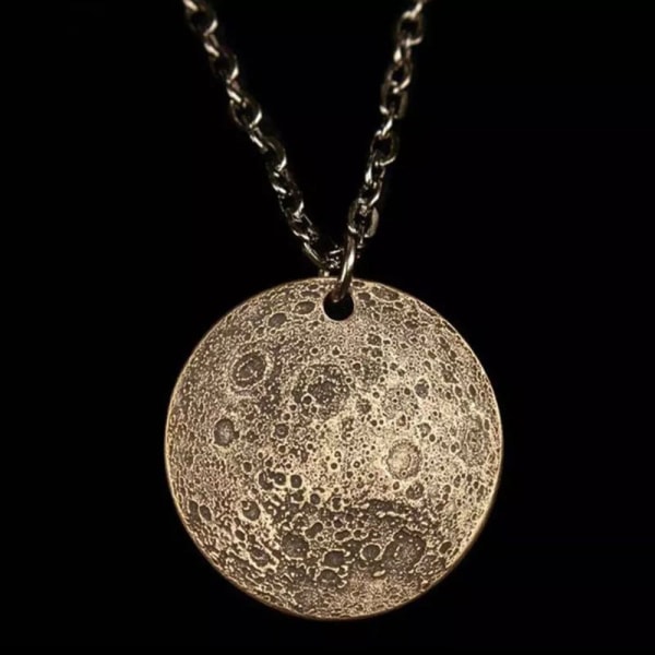 Moon Surface Coin Pendant Halsband Långt halsband 2 2 2