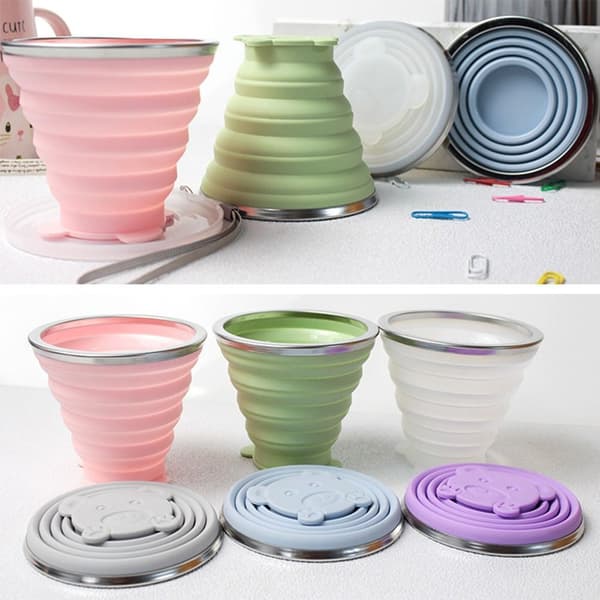 Silikon sammenleggbare kopper kaffekopper LILLA purple