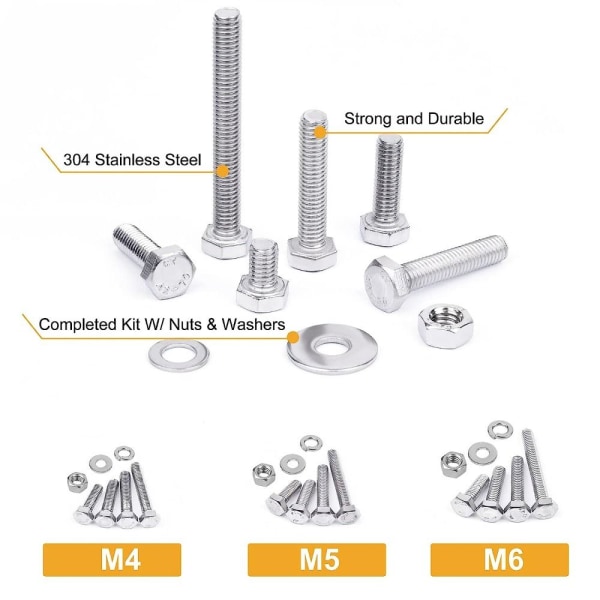 480 PCS Metric Pultti Lajitelma Kuusikulmainen Ruuvit Pultti Mutterit